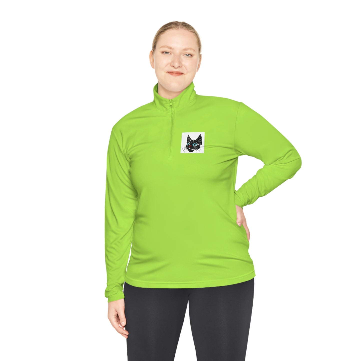 Black Cat Drinking Wine. Unisex Quarter-Zip Pullover I Love My Birthday Gift!