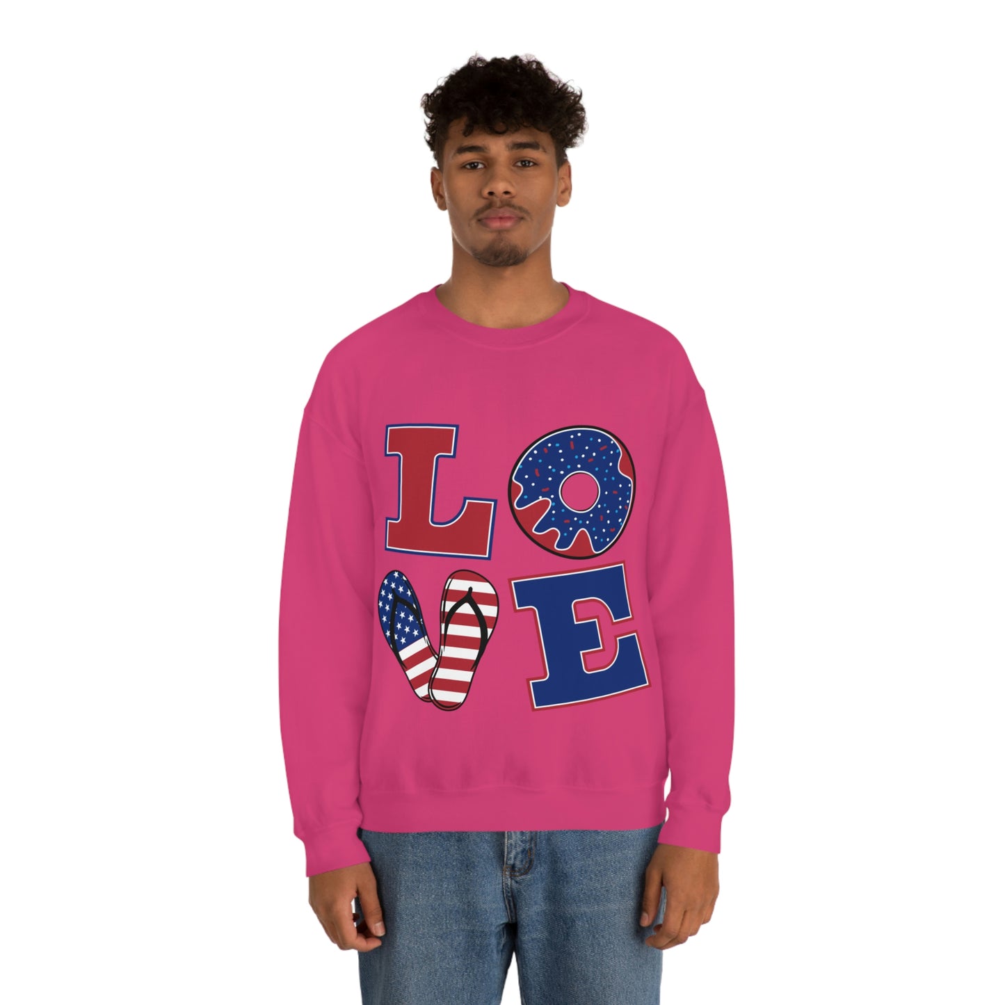 Red White Blue Love Crewneck Sweatshirt Looking Fabulous!