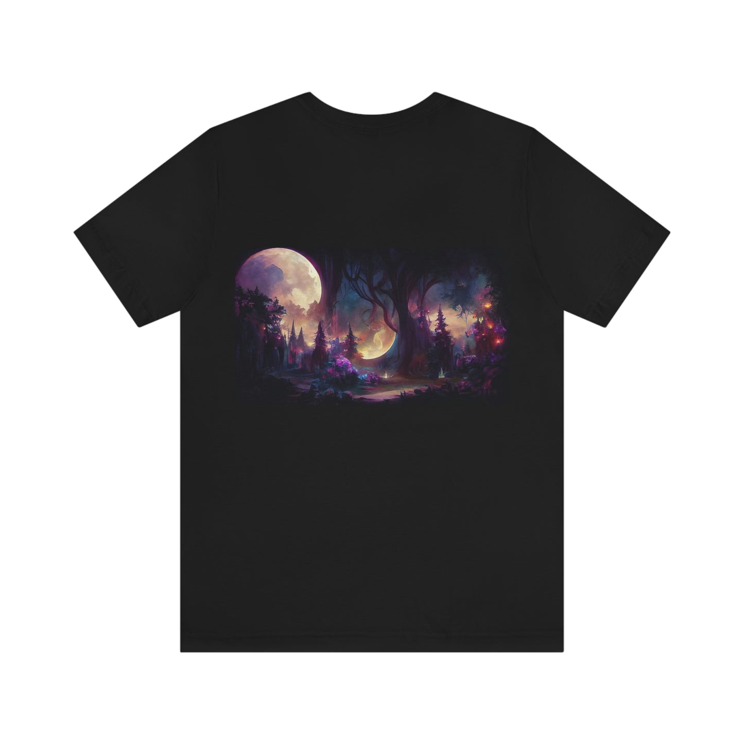 T-shirt à manches courtes unisexe en jersey avec motif de pleine lune la nuit Enseignants Médecins Mécaniciens