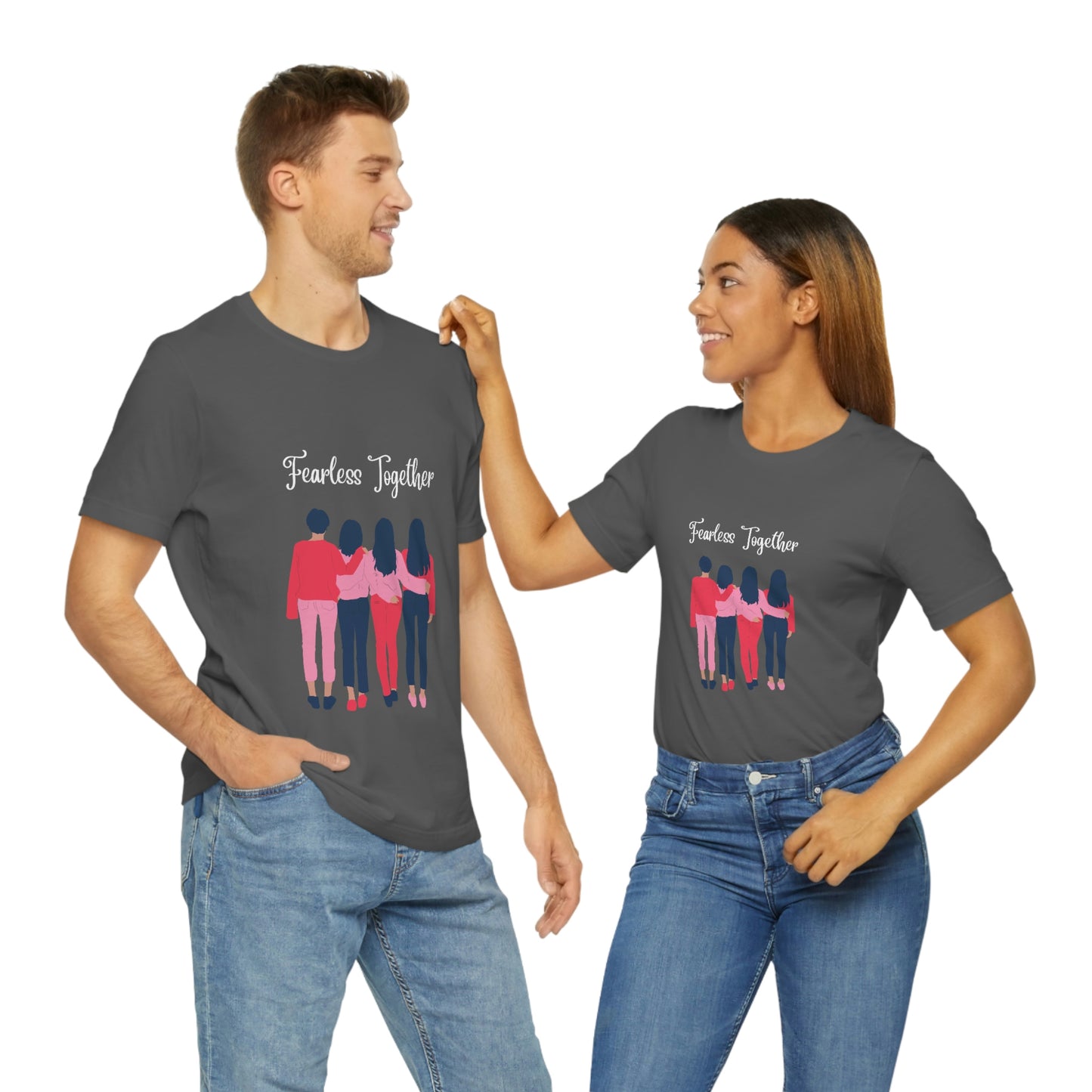 Camiseta unisex de manga corta Fearless Together para relajarse, trabajar, viajar, zoológico, museos, películas 