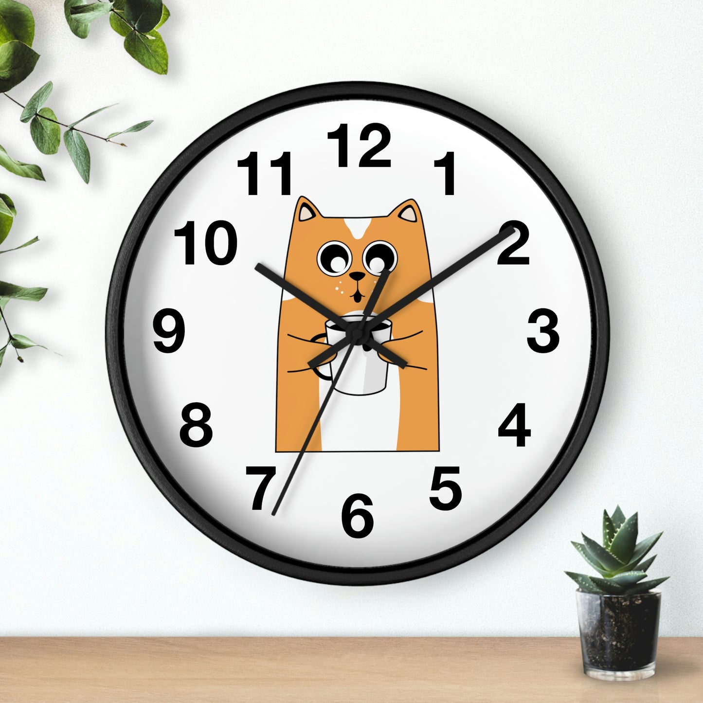 Horloge murale chat avec café chaud Horloge murale pour amoureux des chats Cadeau fabuleux !