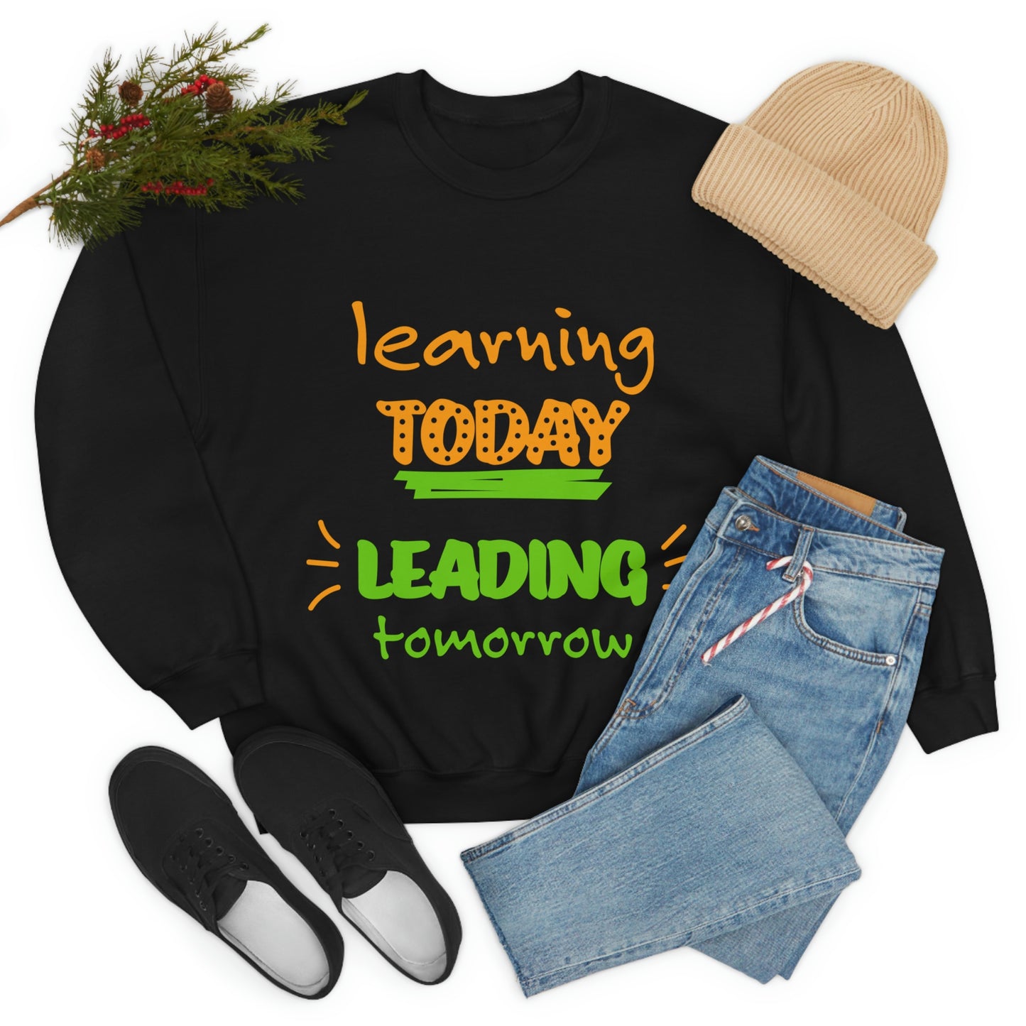 Sudadera con el lema "Aprendiendo hoy, liderando mañana", regalo para el trabajo escolar