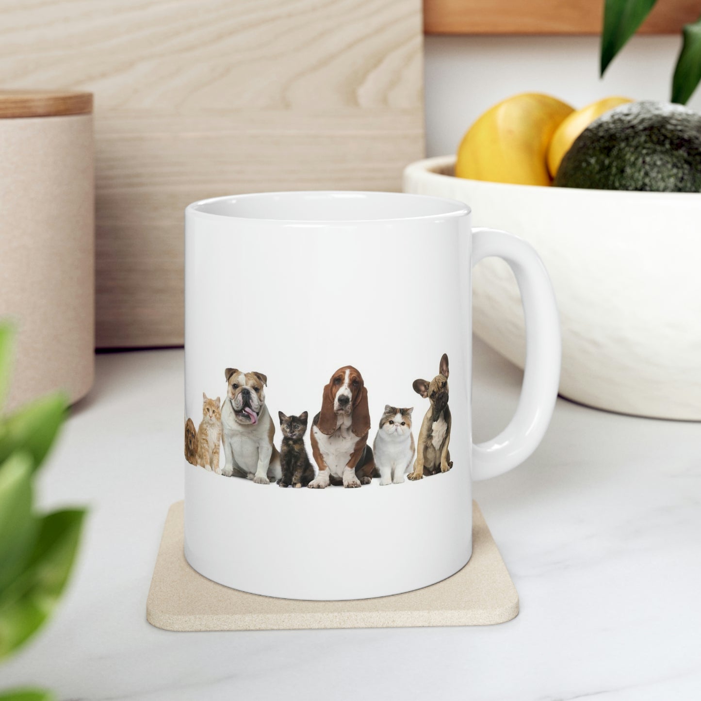 Dogs Cats Ceramic Mug 11oz Great for Coffee Tea Soda Water Ice Cream Peach Cobbler Soup