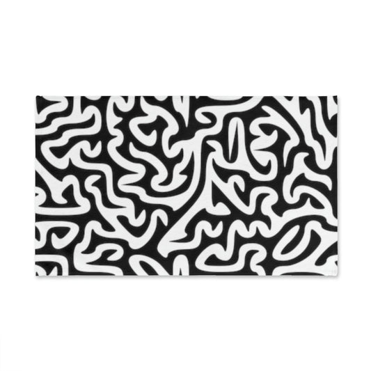 Maze Black White Hand Towel Matching Bath Face Towel Lamp Rug Clock