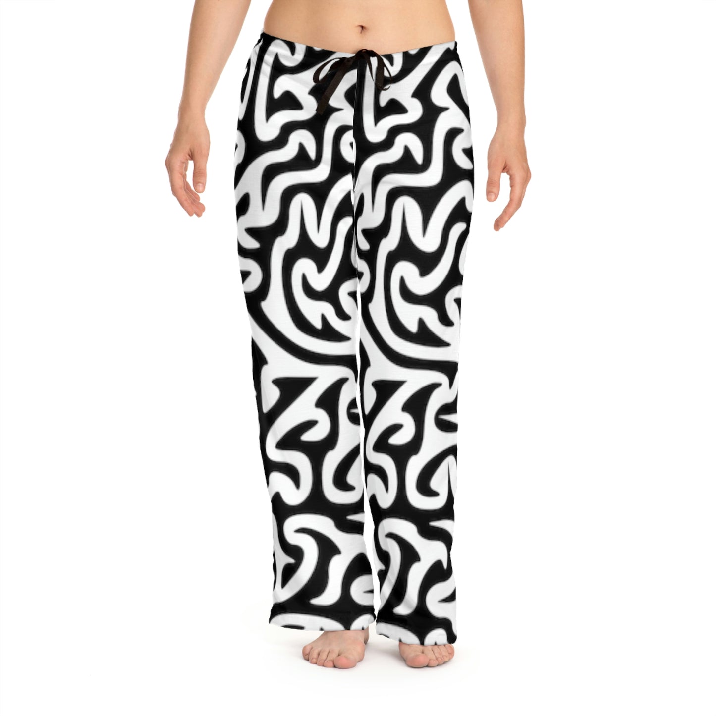 Maze Black White Women's Pajama Pants Having Sleepy Dreams