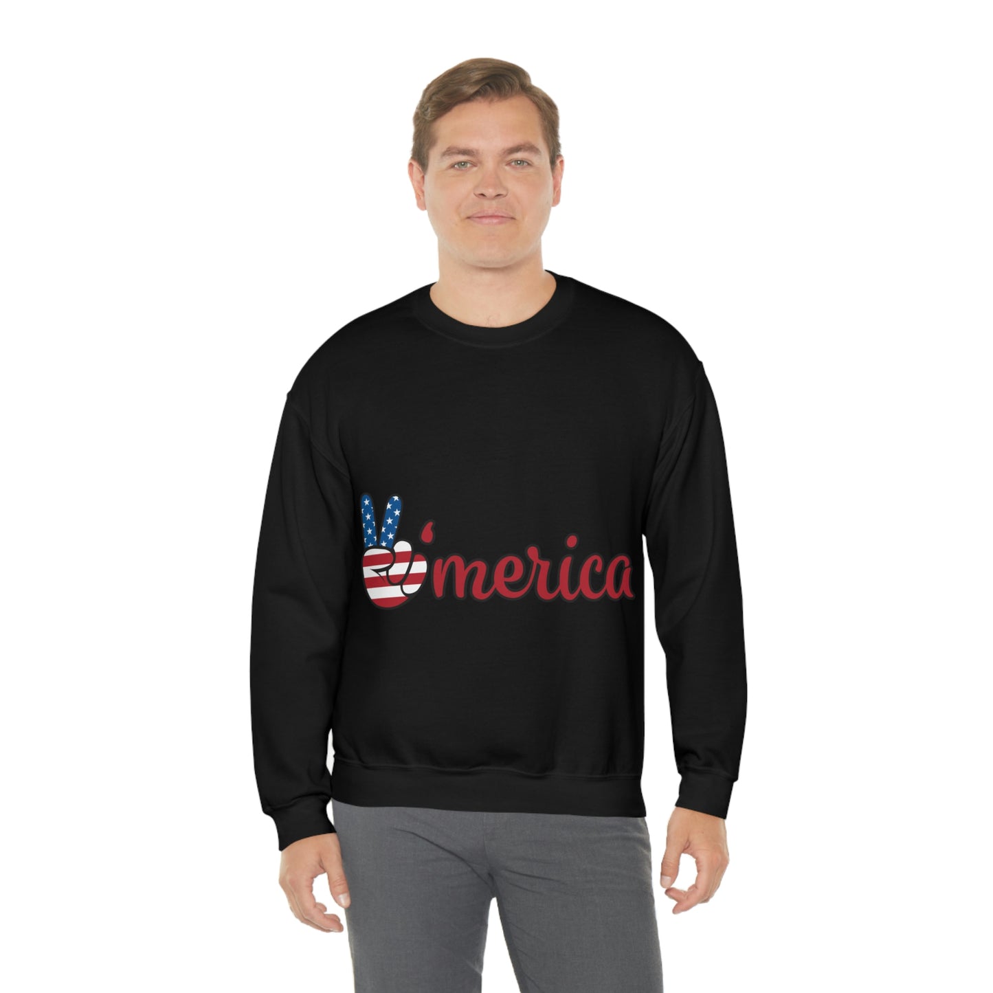 Sudadera de cuello redondo con el símbolo de la paz de Estados Unidos ¡Viajemos juntos!