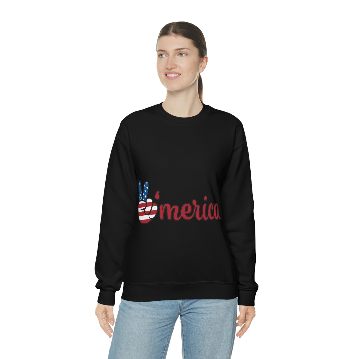 Sudadera de cuello redondo con el símbolo de la paz de Estados Unidos ¡Viajemos juntos!