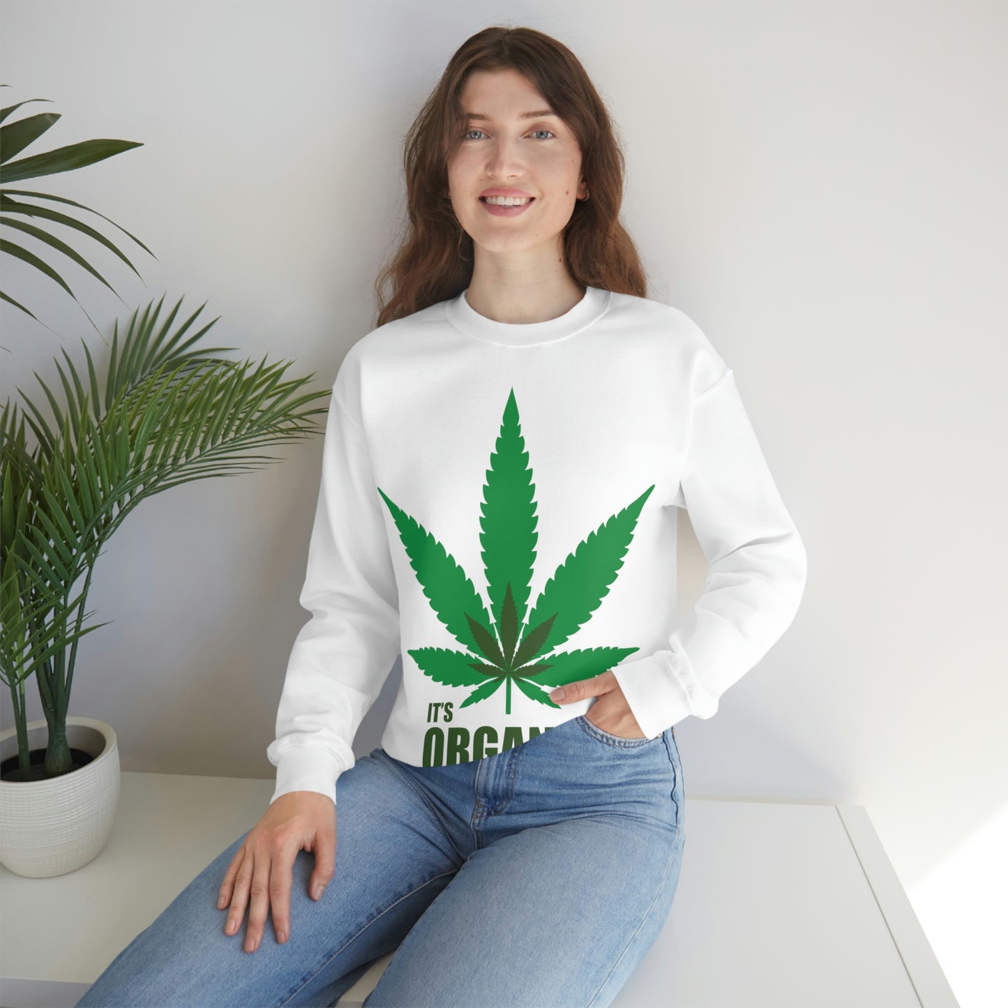 C'est un sweat-shirt à feuilles vertes bio Allons à une fête !