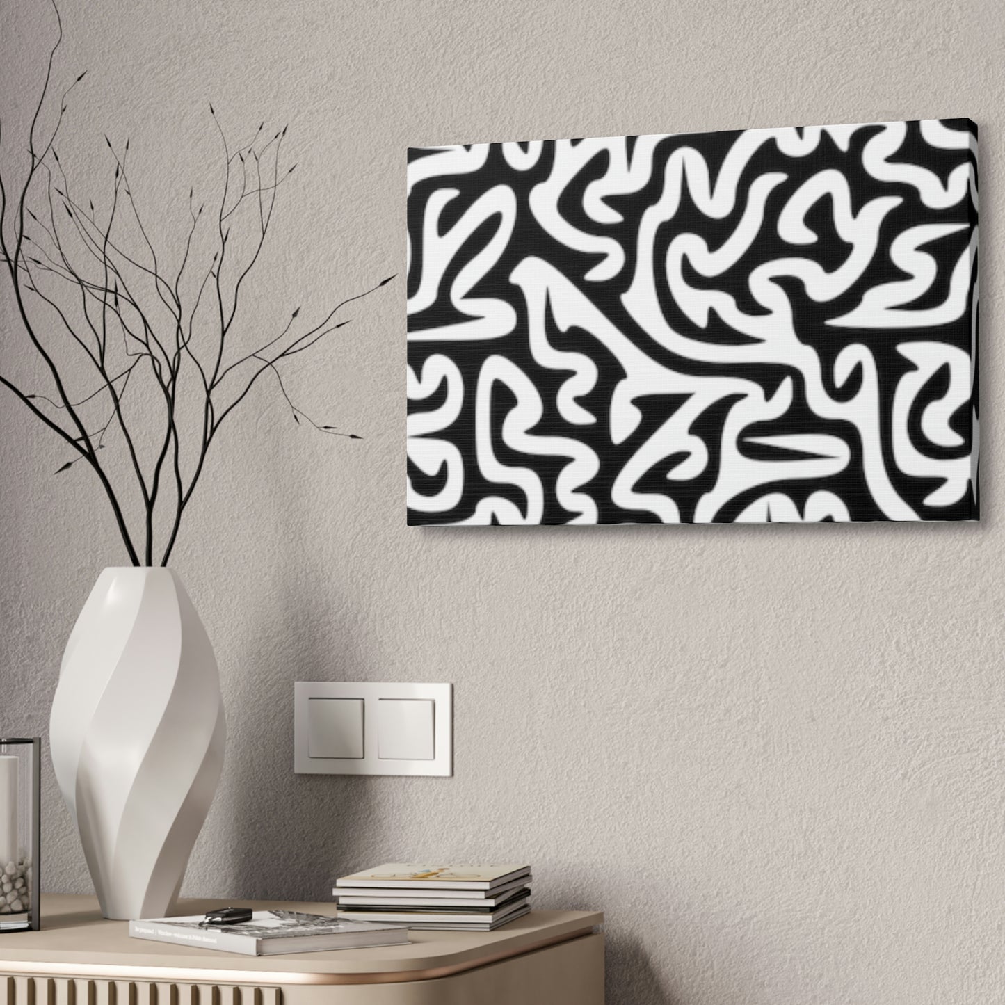 Black White Maze Canvas Stretched, 1.5'' Love My Walls!