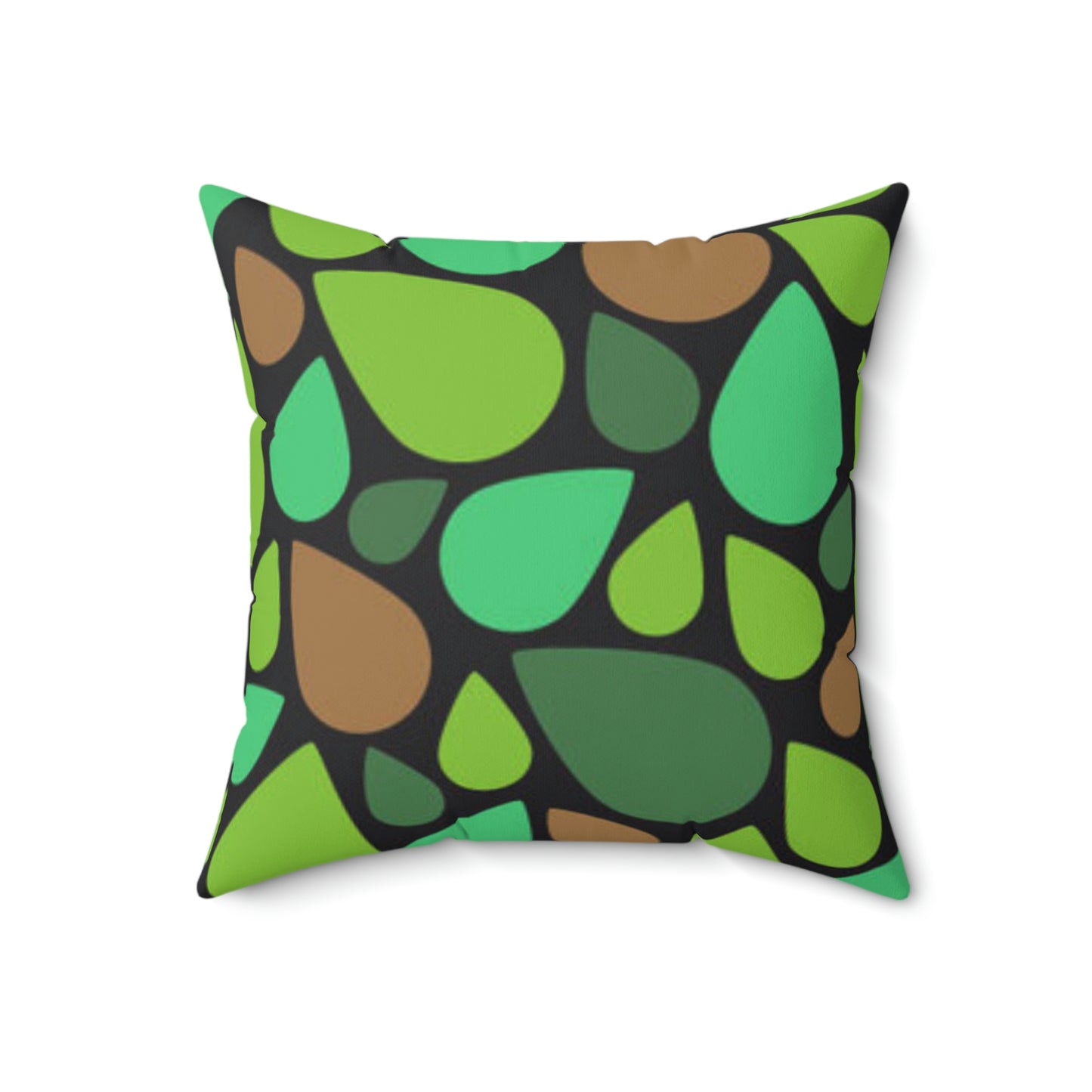 Green and Brown Teardrops Pillow Relaxing the Day Away